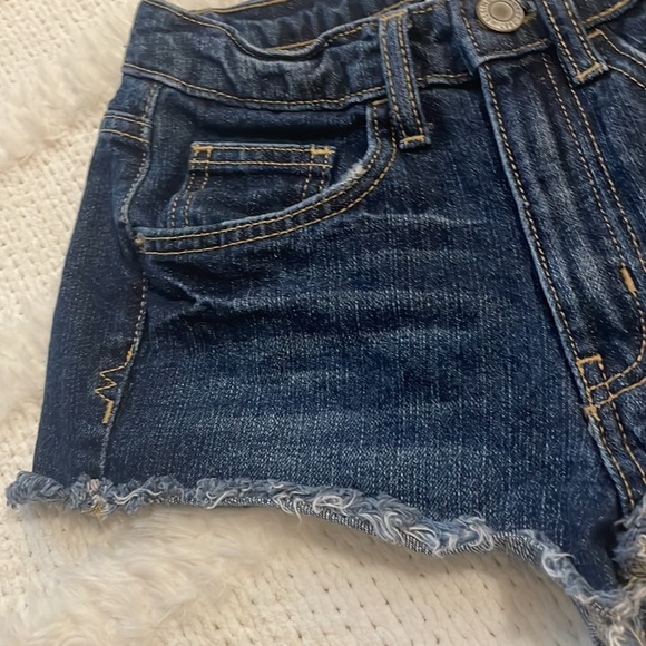 Mossimo High waisted denim jeans shorts fringe Junior women’s size 1 - Picture 4 of 11
